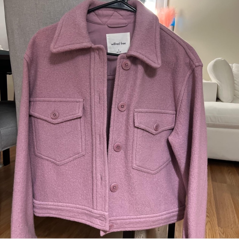 Aritzia Wilfred cropped mauve jacket